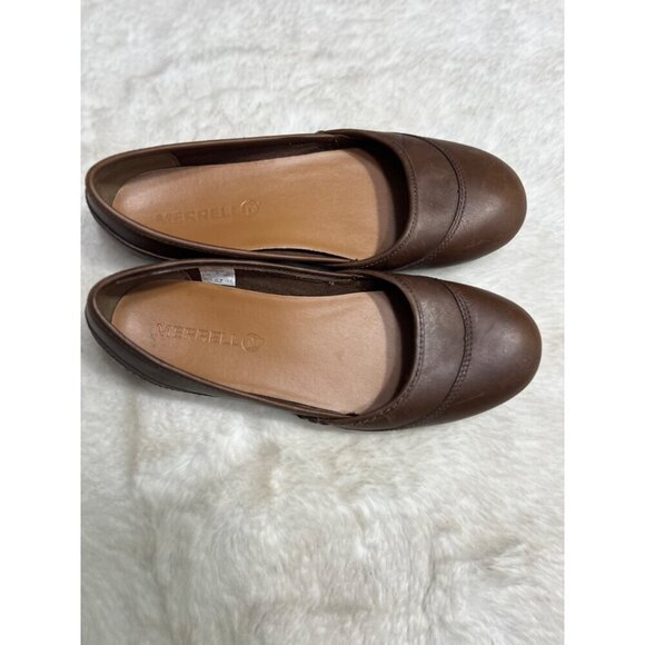 Merrell dark brown earth leather ballet slip on shoe womens size  7 - Picture 5 of 7